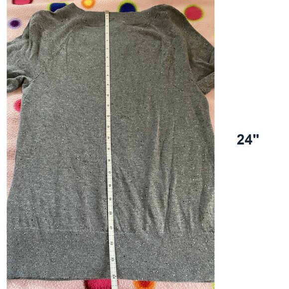 Women’s Loft Outlet Size XS Gray Pull Over Nubby Sweater Top 3/4 sleeve - Picture 6 of 9
